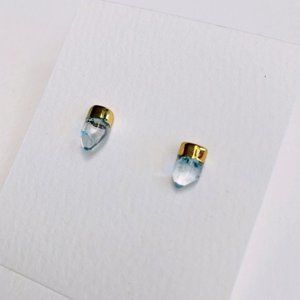Aquamarine Earrings with Gold Cap